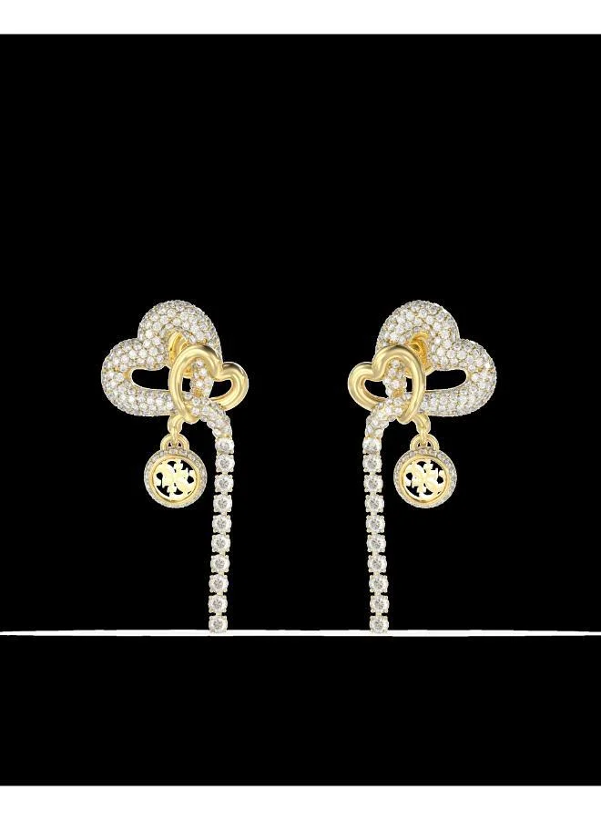 GUESS Pave Hearts Drop Earrings